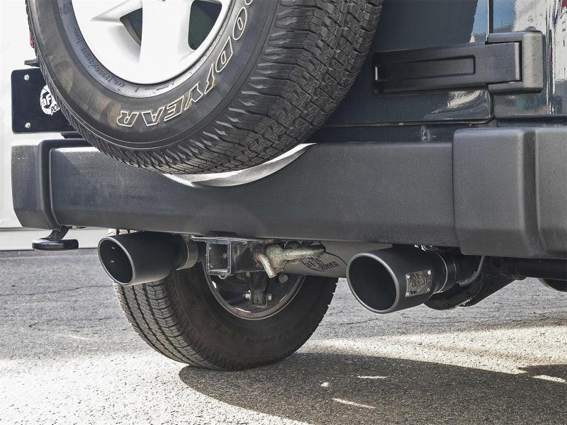 aFe Rebel Series 2.5in 409 SS Cat-Back Exhaust w/ Black Tips 2007+ Jeep Wrangler (JK) V6 3.6L/3.8L | Too Fast Autoparts | Order Online