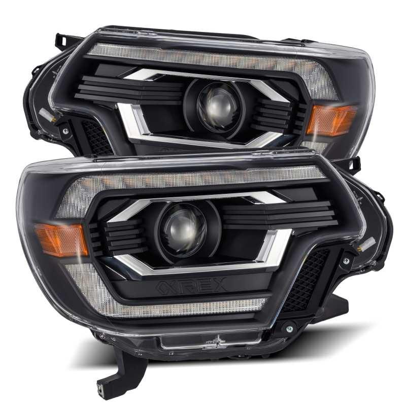 AlphaRex 12-15 Toyota Tacoma LUXX LED Projector Headlights Plank Style Black w/DRL | Too Fast Autoparts | Order Online