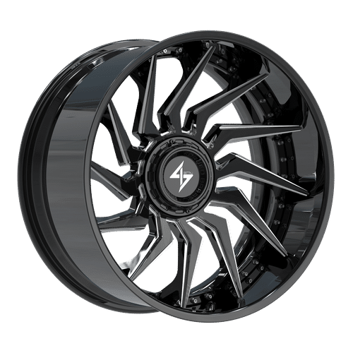 SENTALI BFX Gloss Black Lip / Gloss Black Milled Centre BFX4 22x12 6x135/6x139.7 Wheels