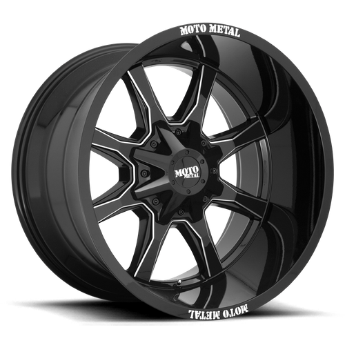 Moto Metal MO970 20X10 5X5.0/5.5 G-BLK MILL SPK -18MM Wheels