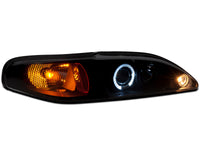 Raxiom 94-98 Ford Mustang LED Halo Projector Headlights- Black Housing (Smoked Lens)