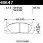 Hawk 10 Lexus ES350 / 07-11 Toyota Camry SE/XLE HPS Street Front Brake Pads