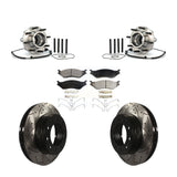 Transit Auto - Front Hub Bearing Assembly With Coated Drilled Slotted Disc Brake Rotors And Ceramic Pads Kit For 2010 Ford F-550 Super Duty 4 X Single Rear Wheels KBB-103395