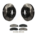Transit Auto - Front Coated Drilled Slotted Disc Brake Rotors And Semi-Metallic Pads Kit For Ford F-350 Super Duty F-250 KDS-100015
