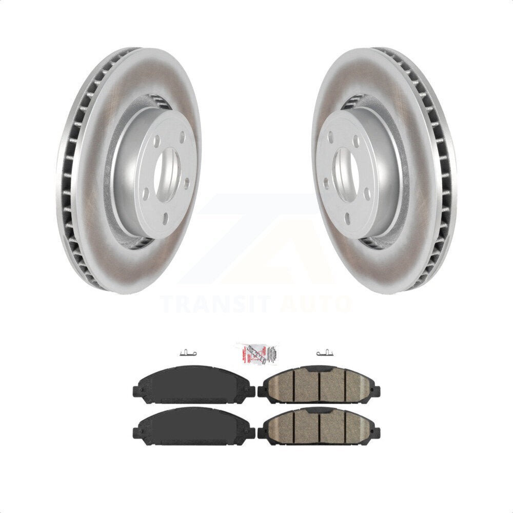 Transit Auto - Front Coated Disc Brake Rotors And Ceramic Pads Kit For Ford Mustang KGA-100027