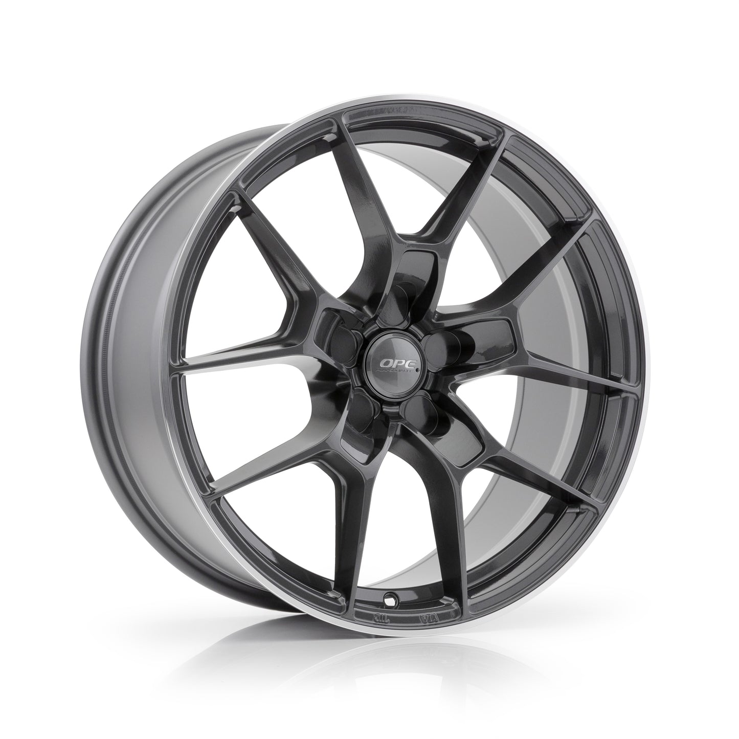 OPE  Gloss Graphite + Machined Lip 18x8.5 5x120 Wheels - FF06-724GM