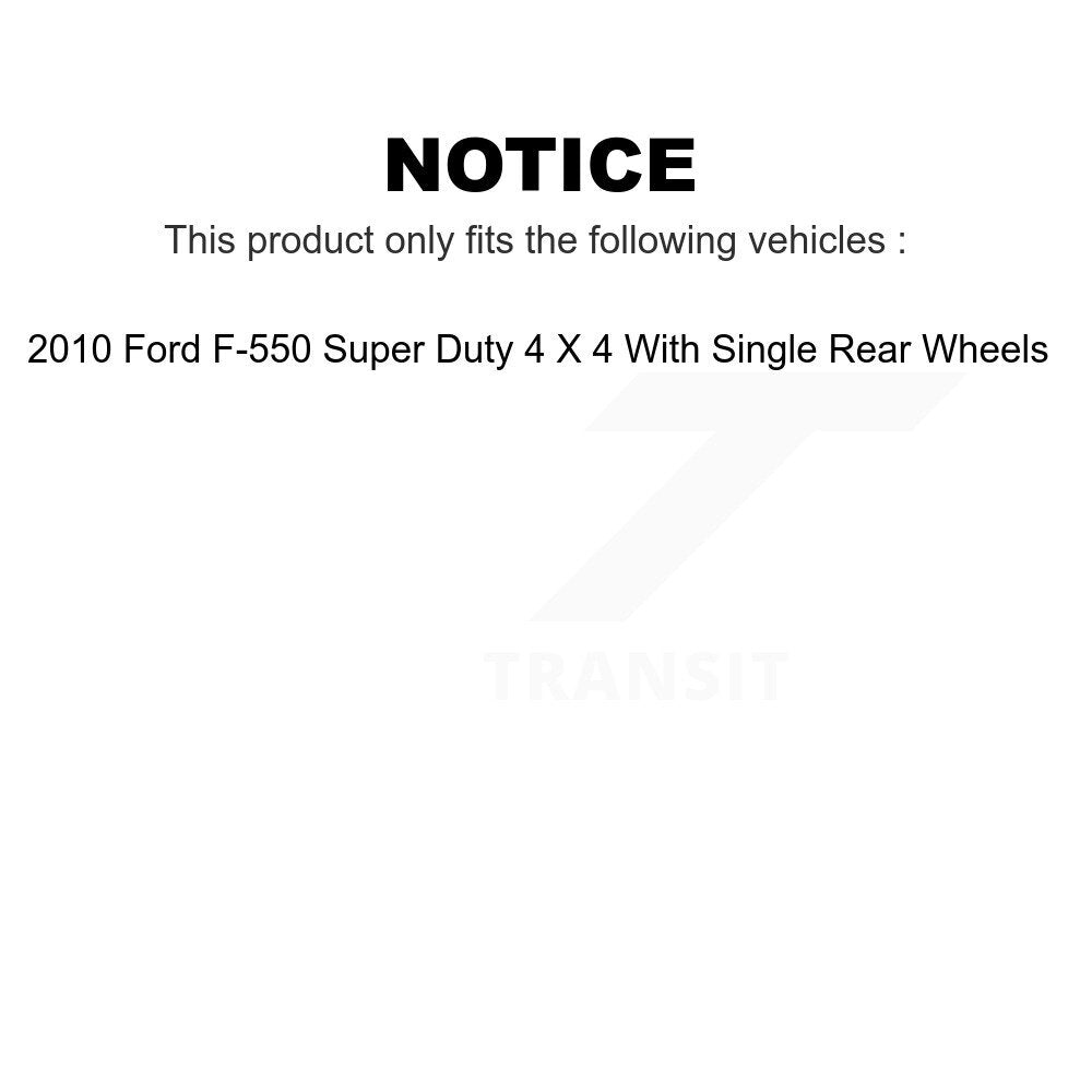 Transit Auto - Front Hub Bearing Assembly With Coated Drilled Slotted Disc Brake Rotors And Ceramic Pads Kit For 2010 Ford F-550 Super Duty 4 X Single Rear Wheels KBB-103395