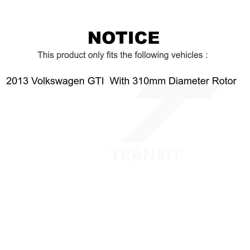 Transit Auto - Rear Coated Disc Brake Rotors And Semi-Metallic Pads Kit For 2013 Volkswagen GTI With 310mm Diameter Rotor KGA-105364