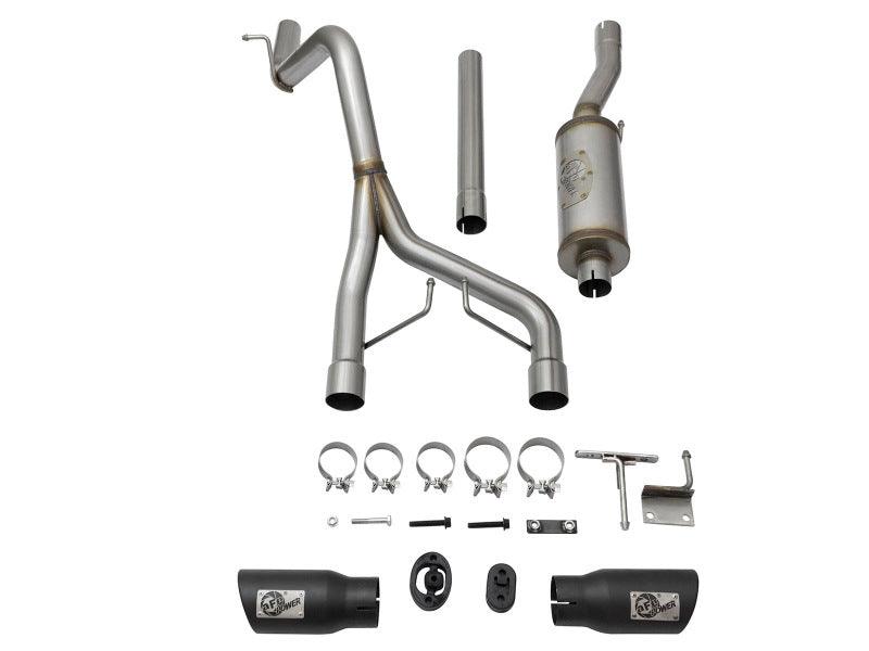 aFe Rebel Series CB 2.5in Dual Center Exit SS Exhaust w/ Black Tips 07-15 Jeep Wrangler 3.6L/3.8L V6 | Too Fast Autoparts | Order Online