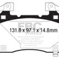 EBC 14+ Cadillac CTS Vsport 3.6 Twin Turbo Yellowstuff Front Brake Pads