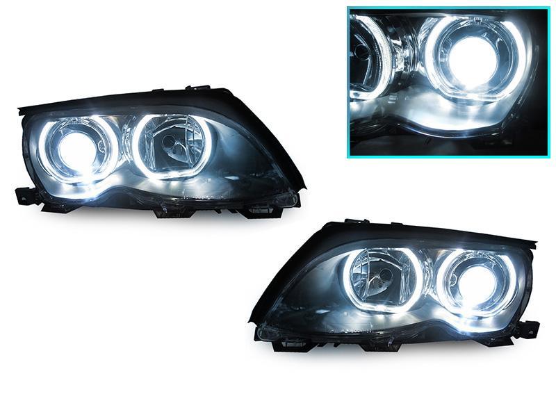 Projector Headlights With Halo Rings for BMW E46 3 Series Sedan and Wagon (LCI) | Too Fast Autoparts | Order Online